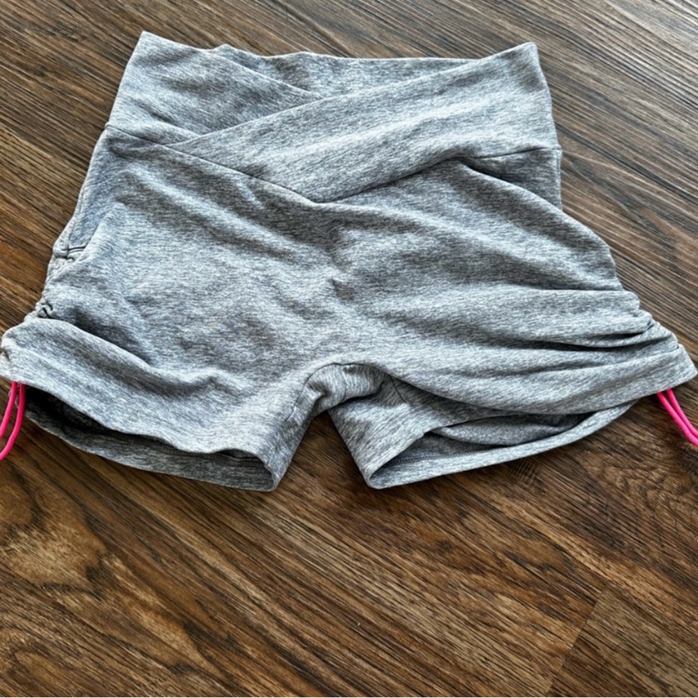 Bombshell Sportswear Gray and Pink Athletic Shorts